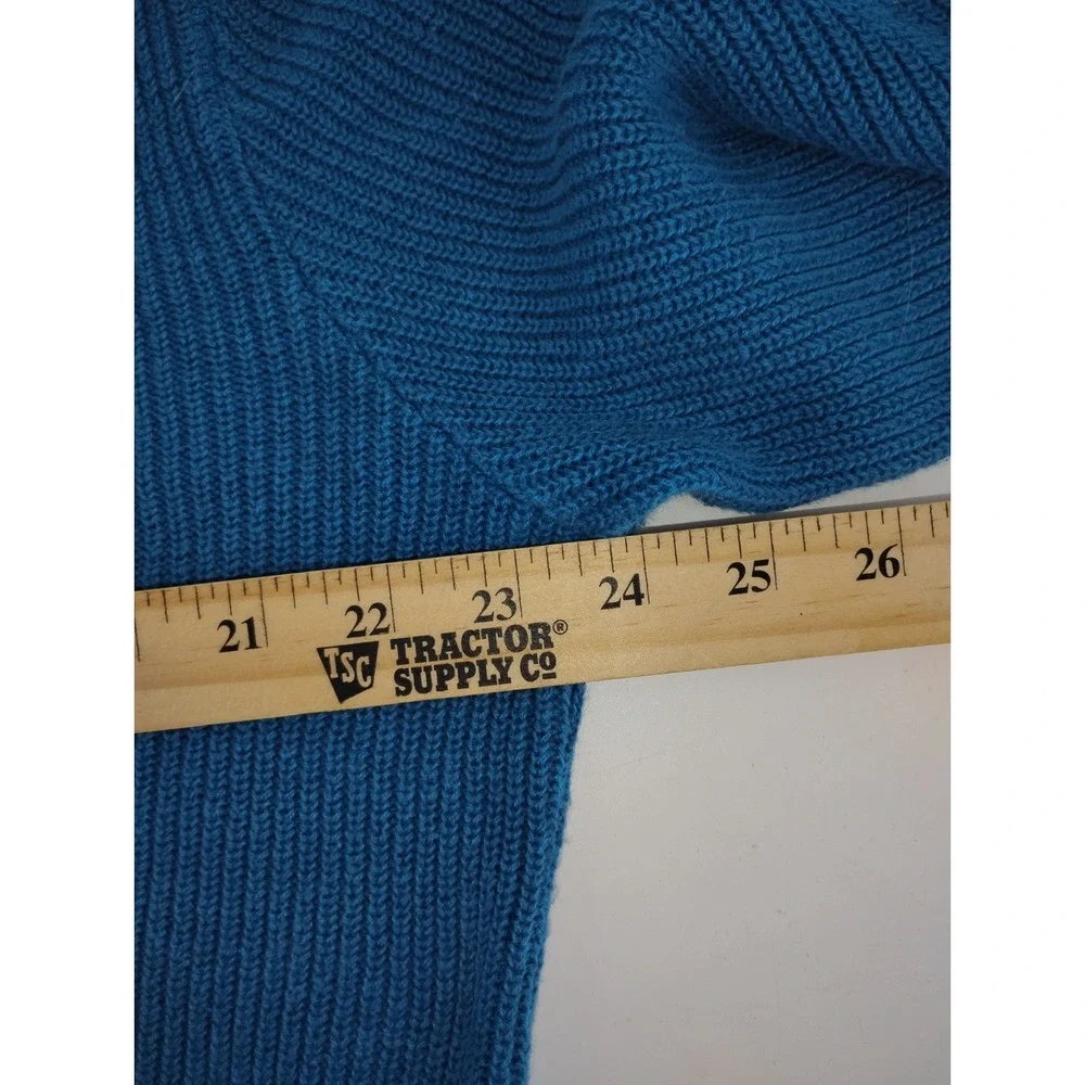 Woolrich Sweater Teal Blue Cotton Blend 90s Shawl Collar Pullover Made In USA